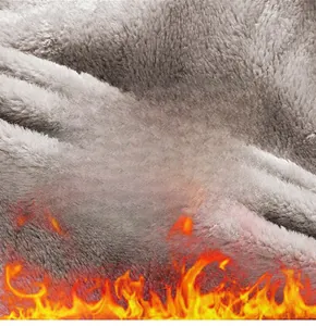 Detailed close-up of thick grey fleece lining showing warm and dense plush texture