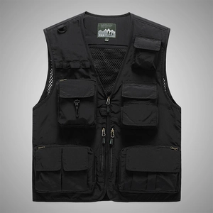 Men's lightweight multi-pocket outdoor utility vest with breathable mesh back and durable fabric