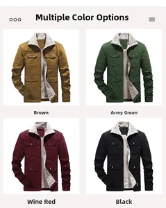 Four-color display of men's fleece jackets in brown, green, burgundy and black options
