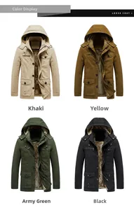 Aperçu des couleurs des vestes à capuche doublées en polaire: kaki, jaune, vert et noir