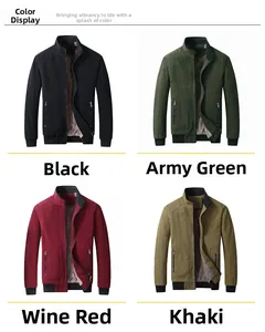 Collage of fleece-lined cotton jackets in black, army green, burgundy, and khaki colors