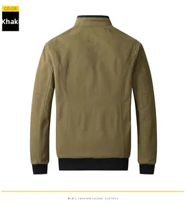 Detail of khaki casual jacket showing raglan sleeve structure and black ribbed cuffs