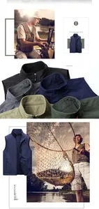Gilet de loisirs extérieur pour hommes doublé polaire en cinq couleurs pour la pêche