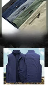 Détails d'un gilet extérieur avec col montant et plusieurs poches zippées pratiques