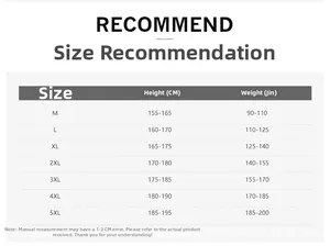 Detaillierte Größentabelle für Herrenhemden von M bis 5XL mit Größen- und Gewichtshilfen
