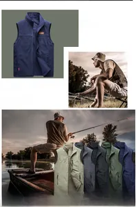 Détail du gilet extérieur pour hommes montrant les poches et le col montant en polaire