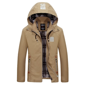 Men Fashion Hooded Jacket Windbreaker Casual Outerwear Cotton Thickened Multi Pockets Streetwear Coat With Checkered Lining For Men