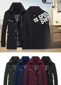 Detail view of men casual jacket featuring stylish zipper accents and plaid fabric lining
