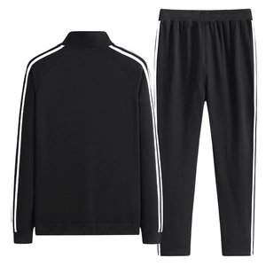 Survêtement homme en coton deux pièces avec veste à col montant et pantalon de sport noir