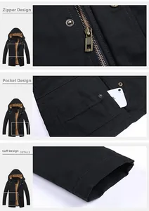 Detail view of winter jacket featuring metallic zippers and thermal fleece lining