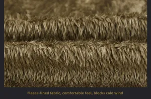 Detail of warm brown thickened fleece lining material for windbreaker jackets