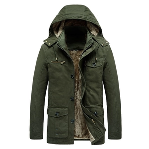 Parka d'Hiver pour Homme Doublée Polaire Avec Capuche Amovible Style Militaire Coton Multi Poches Manteau Cargo Chaud Épaissi