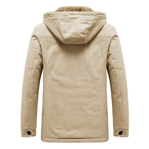 Parka homme kaki avec doublure polaire chaude et extérieur en toile de coton vue de dos
