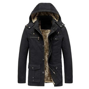 Veste à capuche d'hiver pour hommes en toile noire avec doublure sherpa chaude