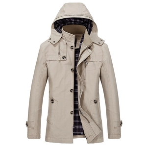 Giacca Casual da Uomo Con Cappuccio Tessuto in Cotone Fodera a Quadri Lunghezza Media Soprabito Stile Cargo Giacca a Vento per Uso Quotidiano Moda Autunnale