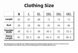 Detailed size chart for men's winter cargo jacket including chest and shoulder measurements