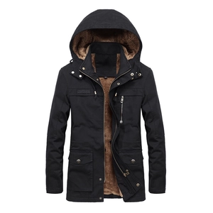 Men's Winter Fleece Lined Parka Jacket Hooded Mid-Length Windproof Thermal Multi-Pocket Cargo Coat Outdoor Casual Warm Outerwear