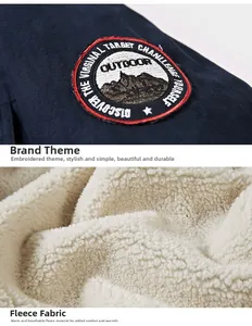 Dettaglio del ricamo outdoor e trama della fodera in pile color crema morbido