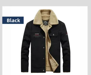 Detail of men winter workwear jacket featuring thick beige fleece collar and warm inner lining