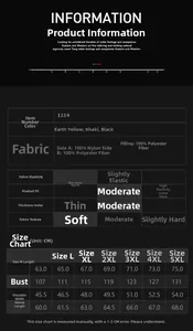 Detailed size chart for reversible washed autumn jacket with precise metric measurements