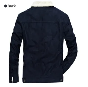 Giacca invernale da uomo blu navy con colletto in pile bianco e linguette posteriori