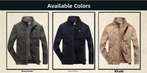 Detailed comparison of winter jackets in army green, dark blue and khaki colors