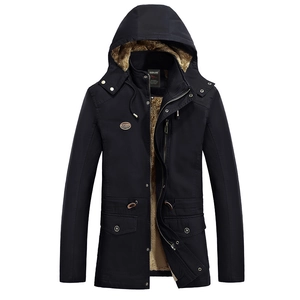 Men's Winter Heavyweight Cotton Canvas Hooded Jacket With Warm Fleece Lining Casual Outdoor Workwear Utility Parka Coat