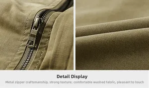 Detailed close-up of premium metal zipper and soft washed cotton fabric texture