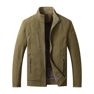 Men's Cotton Outer Fleece Lined Jacket Stand Collar Winter Warm Outerwear Windproof Casual Work Coat For Men Outdoor Wear