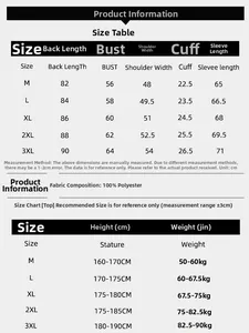 Guide des tailles pour veste d'hiver homme avec dimensions du vêtement et recommandations