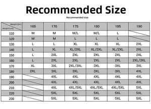 Size recommendation chart for men's winter jacket showing height and weight conversion in CM and KG