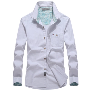 Men's Casual Long Sleeve Shirt Cotton Hemp Blend Solid Color Top With Paisley Lining Pocket Comfortable Button Down Shirt