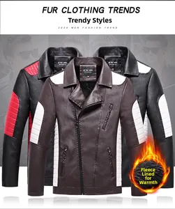 Detail view of motorcycle PU leather jackets with fleece lining in three colors