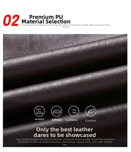 Detail of dark brown faux leather with a premium lychee grain texture and soft matte finish