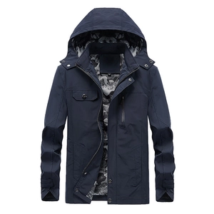 Men's Casual Hooded Jacket Windproof Polyester Mid-Length Outerwear With Camo Lining For Autumn Urban Fashion Jacket