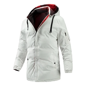 Parka d'hiver blanche pour hommes avec doublure contrastée et poche sur la manche