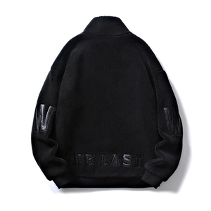 Veste polaire noire pour homme avec logo DIE LAST embossé au dos et coupe large