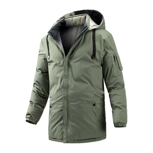 Parka d'hiver mi-longue pour homme, veste à capuche réversible en vert armée épais