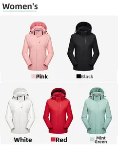 Detailed grid showing five color options of the women's waterproof outdoor hiking jacket