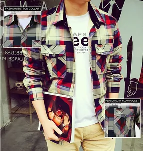 Détails d'une chemise à carreaux pour homme avec deux poches de poitrine et col boutonné