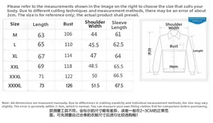Detailed size chart for men's fleece jacket with M to 4XL measurements and measurement guide