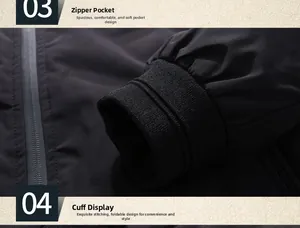 Detailed view of ribbed knit cuffs and waterproof zipper on black winter jacket