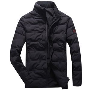 Men's Winter Warm Quilted Down Jacket Stand Collar Polyester Grey Duck Down Filled Puffer Coat Korean Style Outerwear 18005