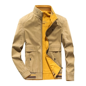 Men's Casual Cotton Reversible Jacket Stand Collar Loose Fit Embroidery Outerwear Autumn Youth Fashion Windbreaker Jacket