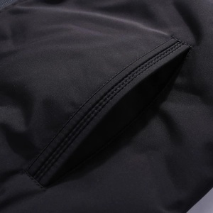 Men's winter puffer jacket in matte black featuring reinforced double-stitched side pockets