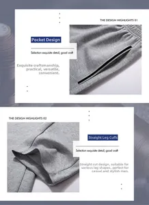 Detail view of men's grey sports trousers featuring pocket design and elastic waistband