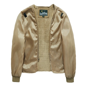 Men's winter mid-length jacket with detachable warm sherpa lining in khaki