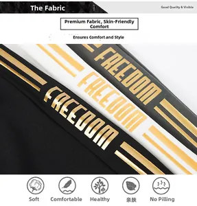 Detailed fabric texture of men's athletic set with Freedom logo and soft finish