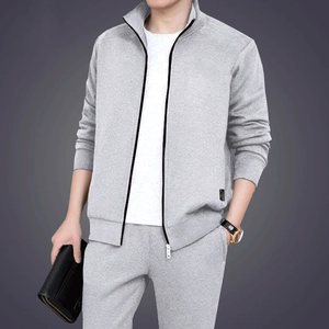Men Sport Tracksuit Set Two Piece Polyester Stand Collar Zipper Jacket And Jogger Pants Casual Athletic Outdoor Daily Suit