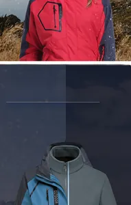 Detail view of 3-in-1 outdoor jacket with 320g fleece liner and waterproof shell